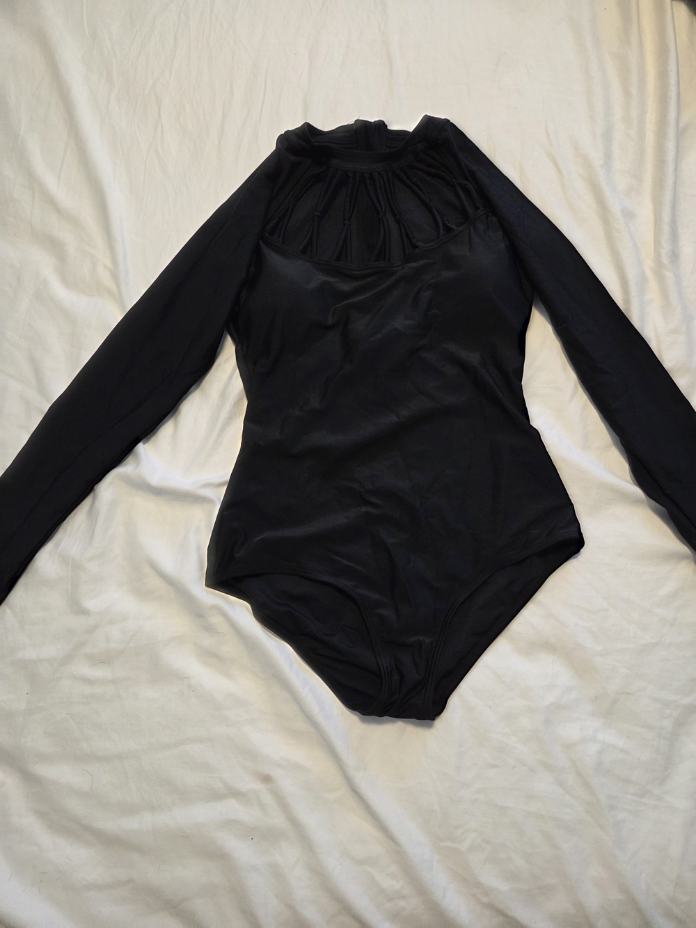 Black Long-Sleeve One-Piece Swimsuit